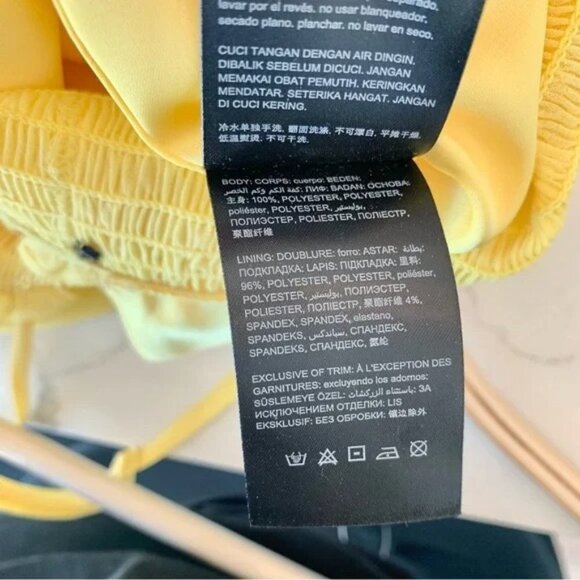 NWOT Bebe Sunshine Yellow Strappy V-Neck Chiffon Smocked Cross-back Sun Dress - Picture 11 of 11